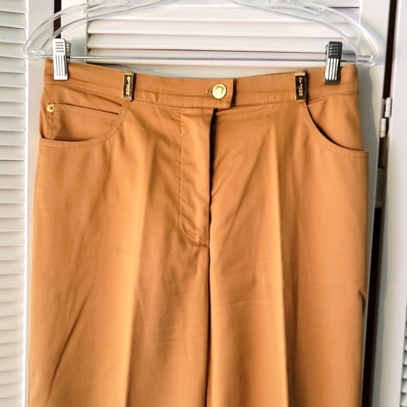 ST JOHN SPORTS BLACK LABEL SZ10 5 POCKETS  DARK GOLD PANTS WITH GOLD HARDWEAR - Picture 2 of 9